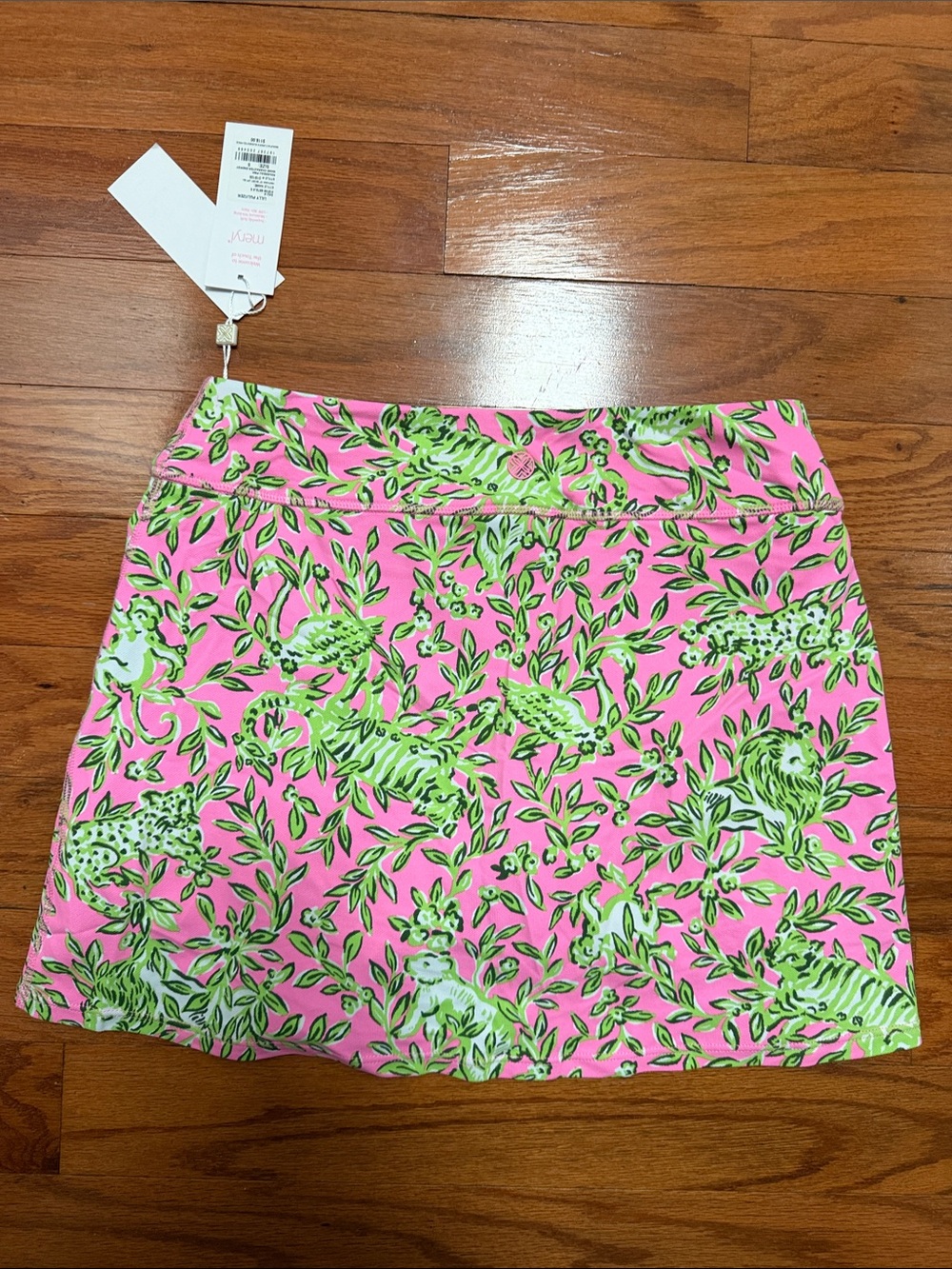 Lilly Pulitzer Pink Mini Skort with Green Leaf & Animal Print